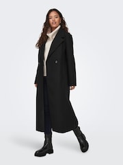 JDY Black Tailored Maxi Length Coat - Image 1 of 7