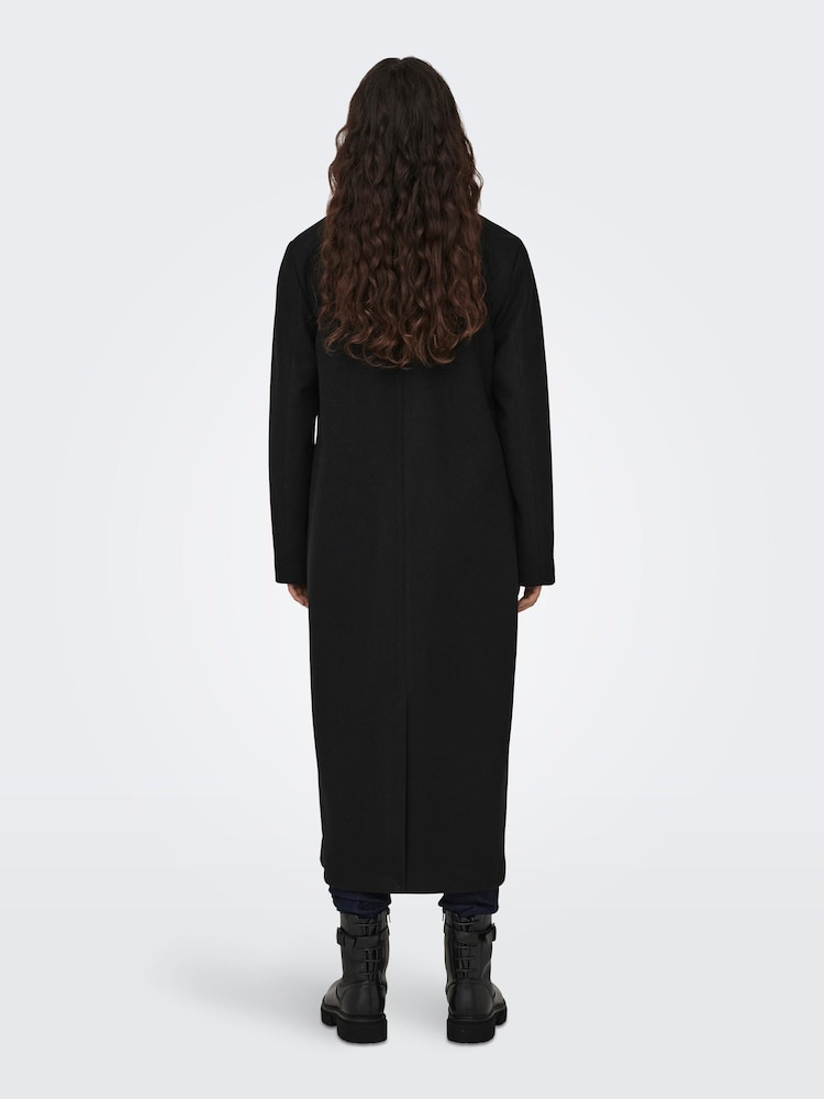 JDY Black Tailored Maxi Length Coat - Image 2 of 7