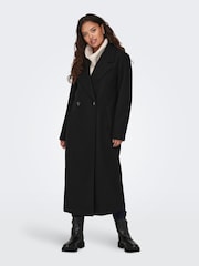 JDY Black Tailored Maxi Length Coat - Image 3 of 7