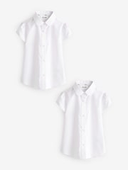 Clarks White Short Sleeve Girls School Shirts 2 Pack - Image 1 of 6