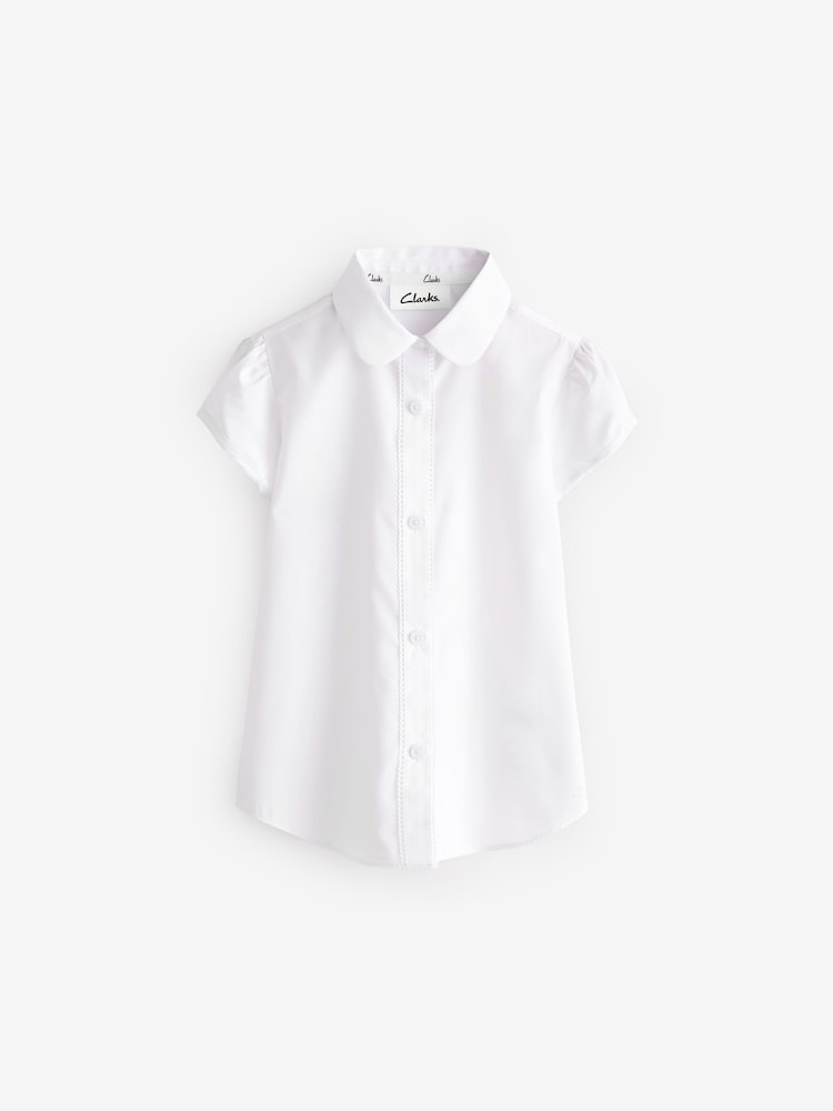 Clarks White Short Sleeve Girls School Shirts 2 Pack - Image 2 of 6