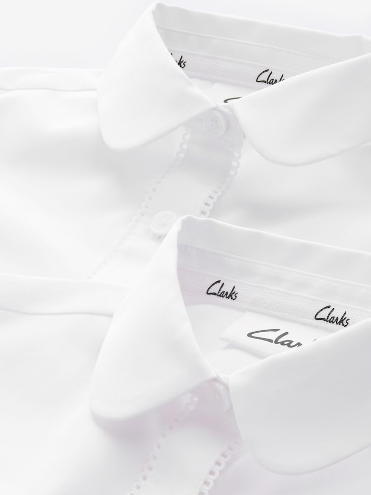 Clarks White Short Sleeve Girls School Shirts 2 Pack - Image 6 of 6