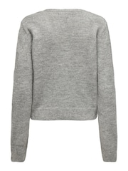 JDY Grey V-Neck Ruched Front Knitted Jumper - Image 5 of 5