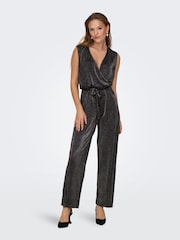 JDY Black Plisse Wide Leg Party Jumpsuit - Image 1 of 5