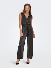 JDY Black Plisse Wide Leg Party Jumpsuit - Image 3 of 5