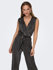 JDY Black Plisse Wide Leg Party Jumpsuit - Image 4 of 5