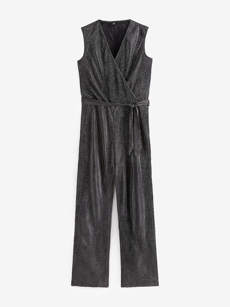 JDY Black Plisse Wide Leg Party Jumpsuit - Image 5 of 5
