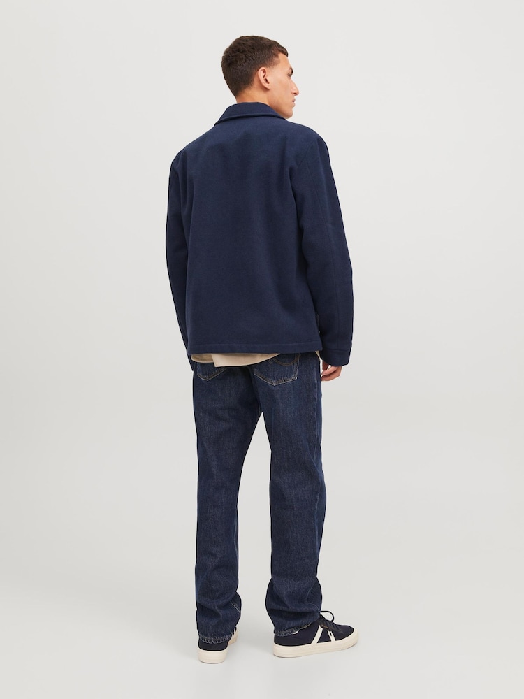 JACK & JONES Blue Wool Zip Up Shacket - Image 2 of 7 JACK & JONES Blue Wool Zip Up Shacket - Image 2 of 7