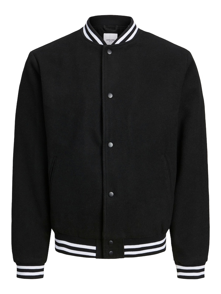 JACK & JONES Black Wool Bomber Jacket - Image 5 of 5 JACK & JONES Black Wool Bomber Jacket - Image 5 of 5