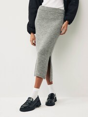 JDY Grey Knitted Midi Skirt - Image 1 of 6