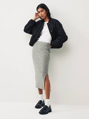 JDY Grey Knitted Midi Skirt - Image 3 of 6