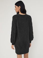 JDY Grey Cable Knit Sleeve Jumper Dress - Image 2 of 4
