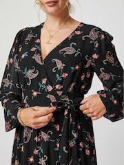 Aspiga Etti Georgette Wrap Black Dress - Image 3 of 4