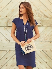 Aspiga Blue 100% Linen Dori Dress - Image 2 of 6