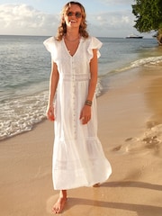 Aspiga White Nyla Beach 100% Cotton Kaftan - Image 1 of 6