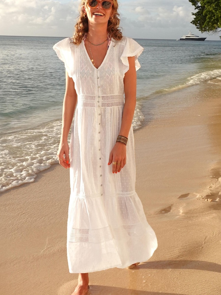 Aspiga White Nyla Beach 100% Cotton Kaftan - Image 1 of 6 Aspiga White Nyla Beach 100% Cotton Kaftan - Image 1 of 6
