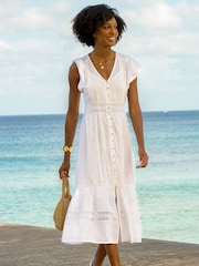 Aspiga White Nyla Beach 100% Cotton Kaftan - Image 3 of 6