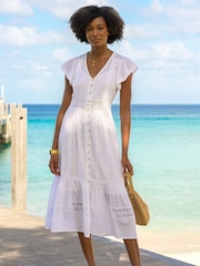 Aspiga White Nyla Beach 100% Cotton Kaftan - Image 5 of 6