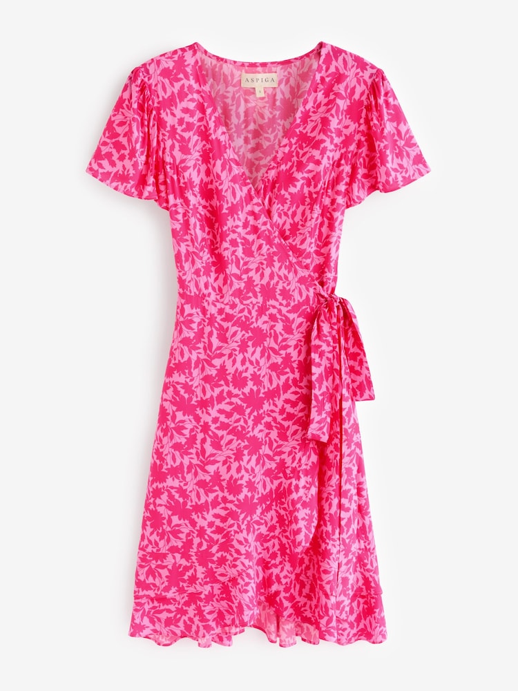 Aspiga Pink Chelsea EcoVero™ Wrap Dress - Image 4 of 4