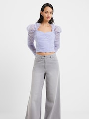 French Connection Grey Relaxed 100% Cotton Denver Denim Wide Leg Jeans - Image 1 of 4