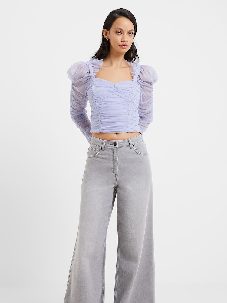 French Connection Grey Relaxed 100% Cotton Denver Denim Wide Leg Jeans - Image 1 of 4