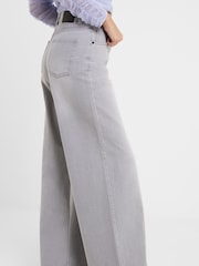 French Connection Grey Relaxed 100% Cotton Denver Denim Wide Leg Jeans - Image 3 of 4