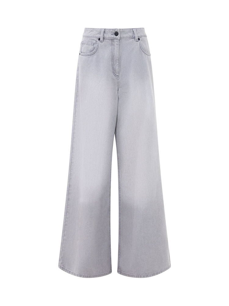 French Connection Grey Relaxed 100% Cotton Denver Denim Wide Leg Jeans - Image 4 of 4