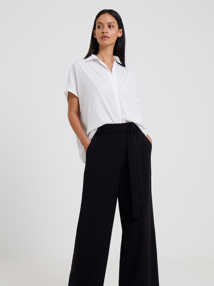 French Connection Black Whisper Full Length Palazzo Trousers - Image 1 of 4