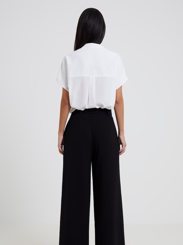 French Connection Black Whisper Full Length Palazzo Trousers - Image 2 of 4