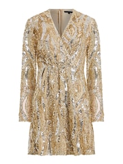 French Connection Metallic Deniz Embellished Mini Dress - Image 4 of 4