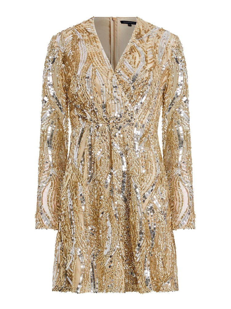 French Connection Metallic Deniz Embellished Mini Dress - Image 4 of 4