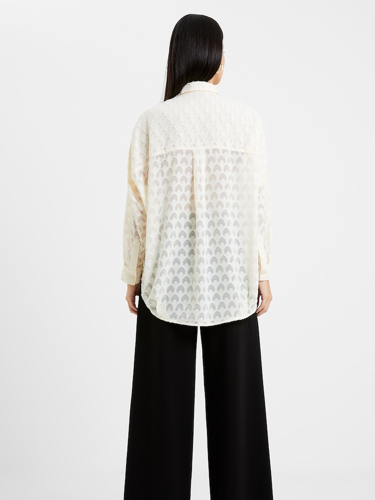 French Connection Cream Geo Burnout Popover Shirt - Image 2 of 4 French Connection Cream Geo Burnout Popover Shirt - Image 2 of 4