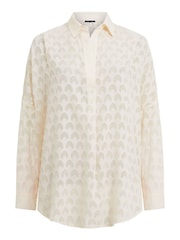French Connection Cream Geo Burnout Popover Shirt - Image 4 of 4