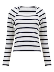 French Connection White Stripe Rallie T-Shirt - Image 3 of 3