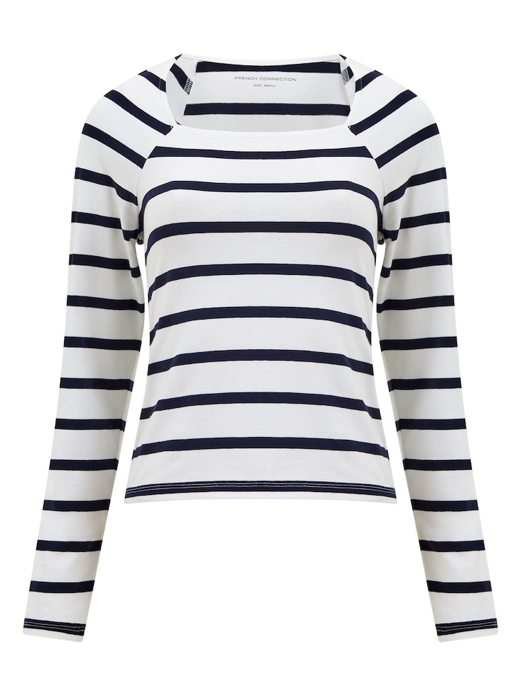 French Connection White Stripe Rallie T-Shirt - Image 3 of 3