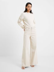 French Connection Nude 100% Cotton Denver Denim Wide Leg Trousers - Image 1 of 4