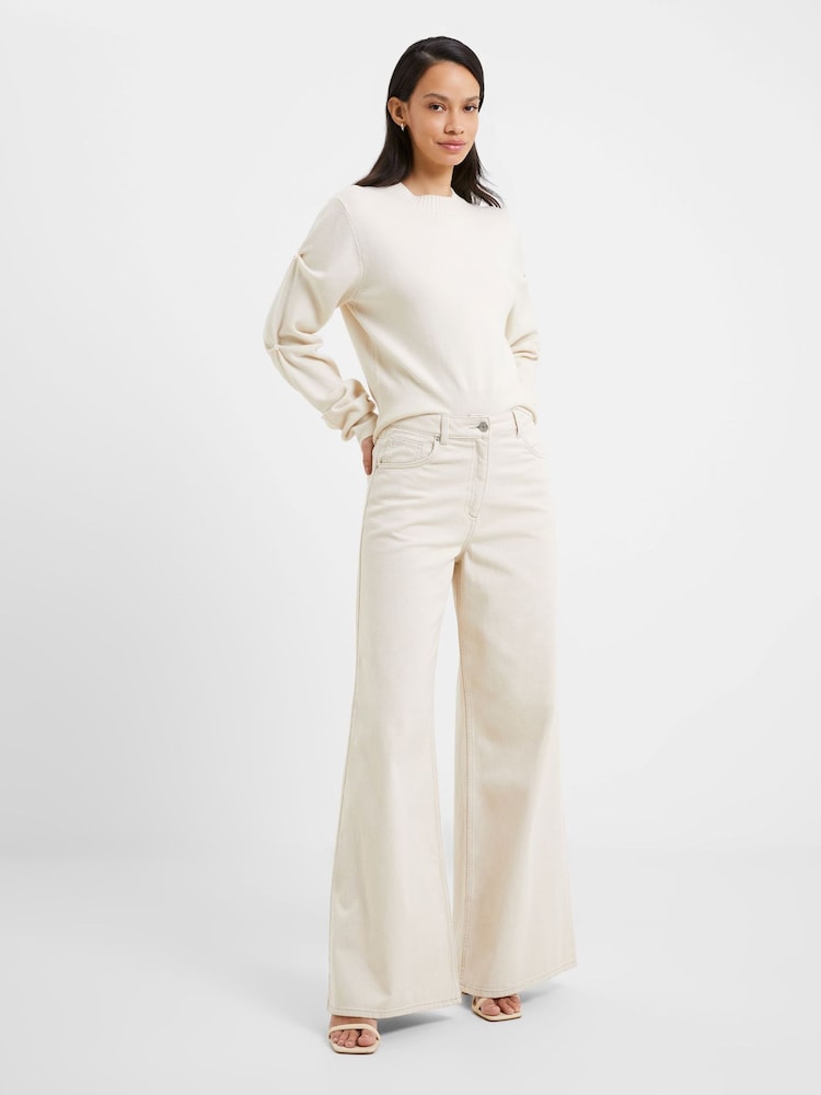 French Connection Nude 100% Cotton Denver Denim Wide Leg Trousers - Image 1 of 4