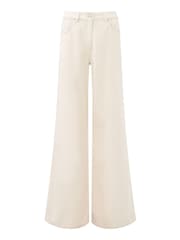 French Connection Nude 100% Cotton Denver Denim Wide Leg Trousers - Image 4 of 4