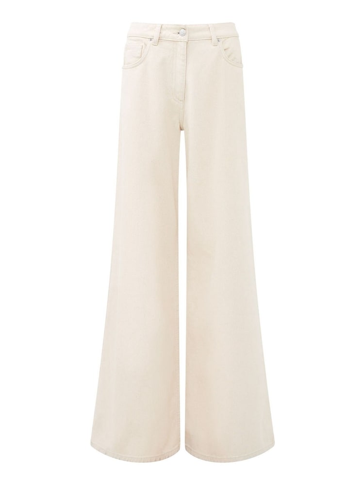 French Connection Nude 100% Cotton Denver Denim Wide Leg Trousers - Image 4 of 4