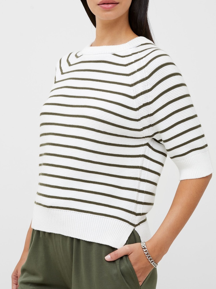 French Connection Light/White 100% Cotton Short Sleeve Lily Mozart Jumper - Image 3 of 4