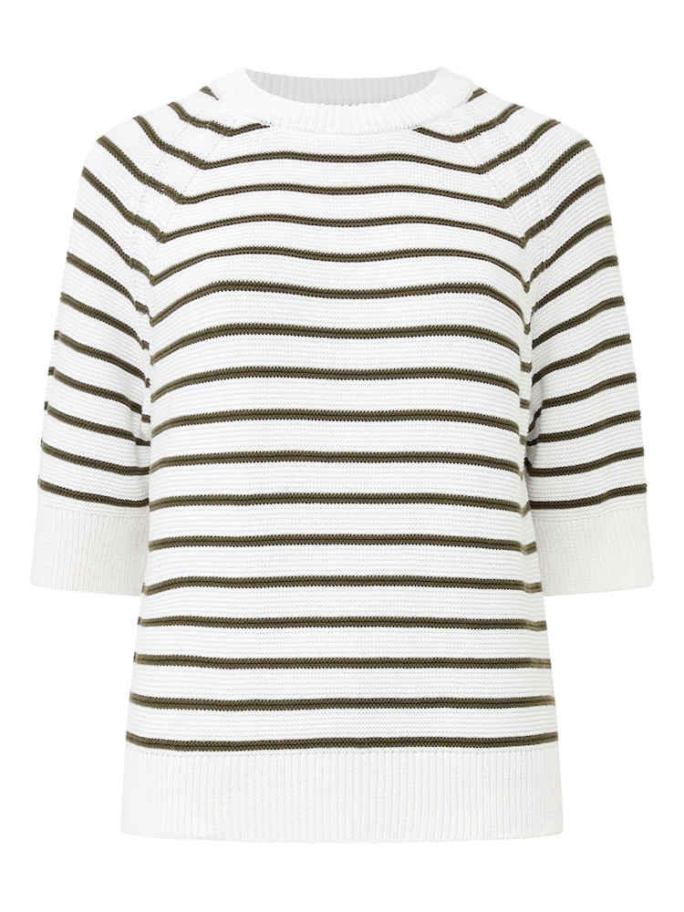 French Connection Light/White 100% Cotton Short Sleeve Lily Mozart Jumper - Image 4 of 4