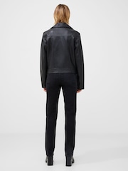 French Connection Black Leather Connie Long Sleeve Biker Jacket - Image 2 of 4