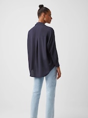 French Connection Blue Rhodes Crepe Popover Blouse - Image 2 of 4