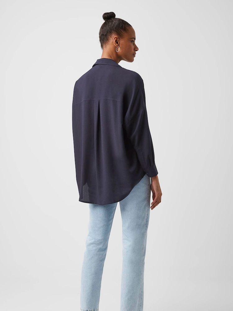 French Connection Blue Rhodes Crepe Popover Blouse - Image 2 of 4