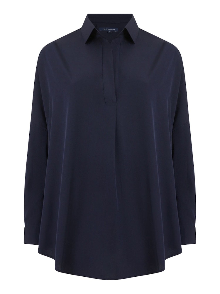 French Connection Blue Rhodes Crepe Popover Blouse - Image 4 of 4