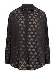French Connection Black Geo Burnout Popover Shirt - Image 4 of 4