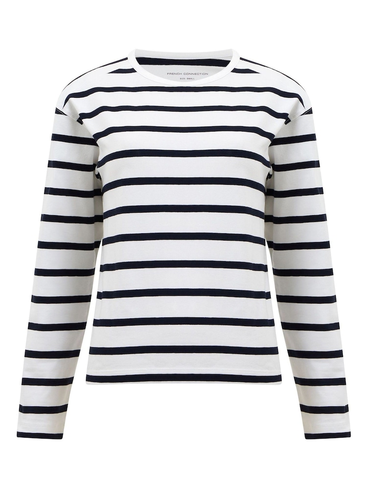 French Connection White Stripe Rallie T-Shirt - Image 2 of 2