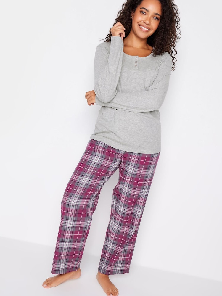 Gri - M&Co Long Sleeve Jersey Woven Pyjama Set - Imaginea 2 din 4