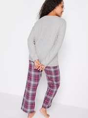 Gri - M&Co Long Sleeve Jersey Woven Pyjama Set - Imaginea 3 din 4