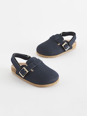 Navy Leather Slip-On Clog Mules - Image 1 of 5